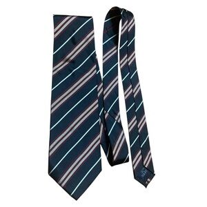 Burberry Navy and Burgundy Striped Tie silk classic